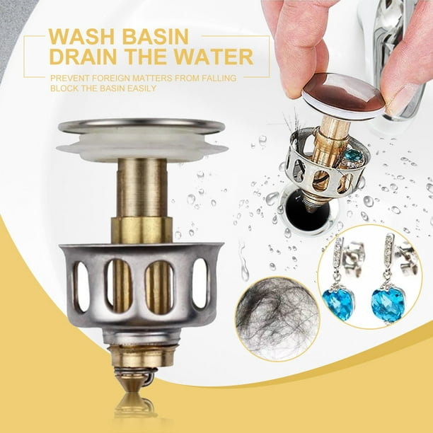 Stainless Steel Push-Type Bounce Core Universal Wash Basin Bounce Drain Filter Stainless Steel Push-Type Bounce Core Universal Wash Basin Bounce Drain Filter